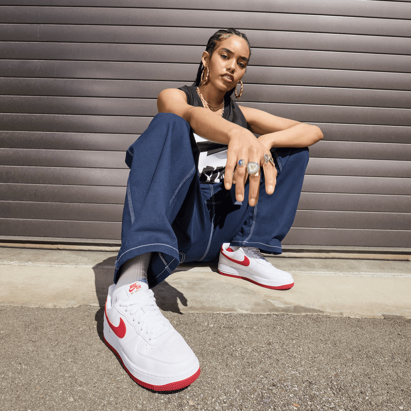 WMNS AIR FORCE SHOES 1 '07 NN - WHITE/GYM RED-WHITE-VOLT