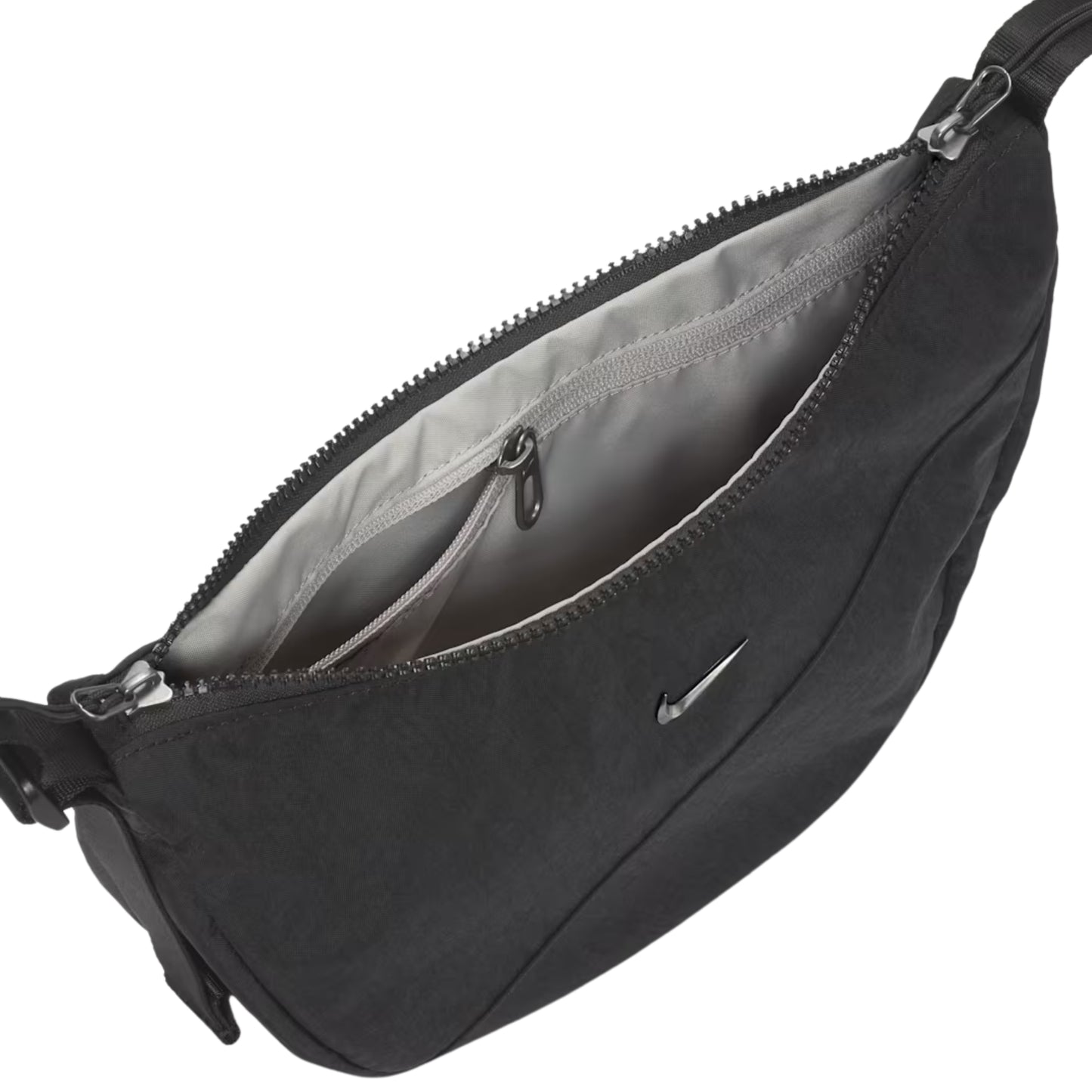 NIKE NK AURA CRESCENT CROSSBODY BAG - BLACK/GUNMTL