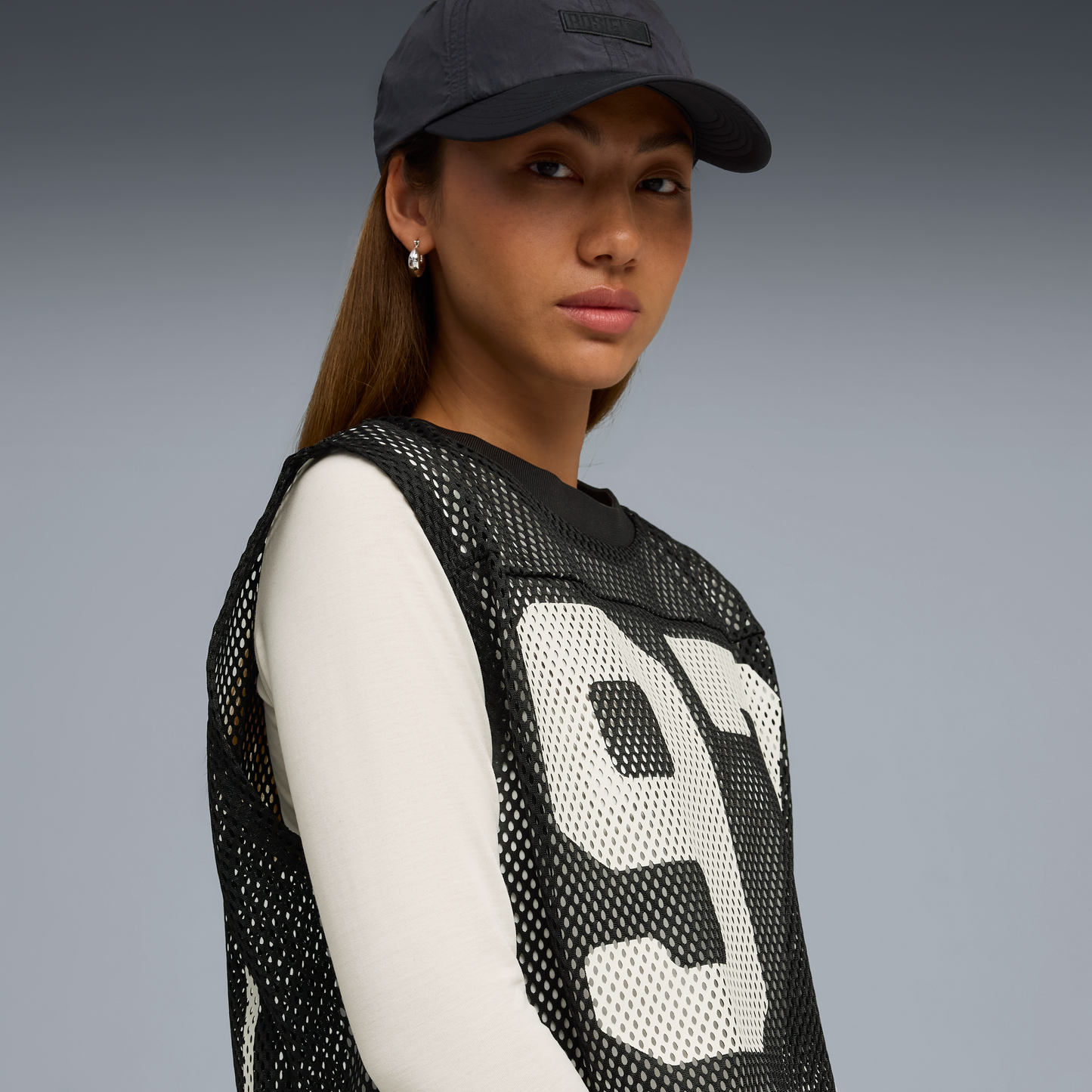 ÁO PUMA X ROSÉ RELAXED MESH TOP - PUMA BLACK