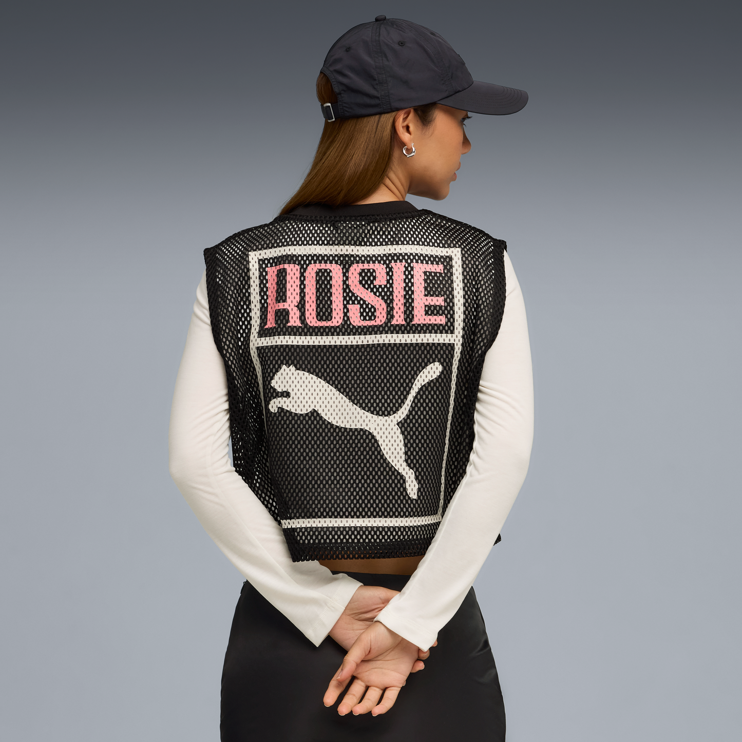 ÁO PUMA X ROSÉ RELAXED MESH TOP - PUMA BLACK