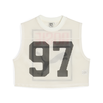 ÁO PUMA X ROSÉ RELAXED MESH TOP - WARM WHITE