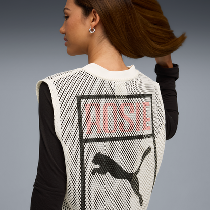ÁO PUMA X ROSÉ RELAXED MESH TOP - WARM WHITE
