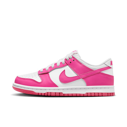 NIKE DUNK LOW SHOES (GS) - WHITE/LASER FUCHSIA