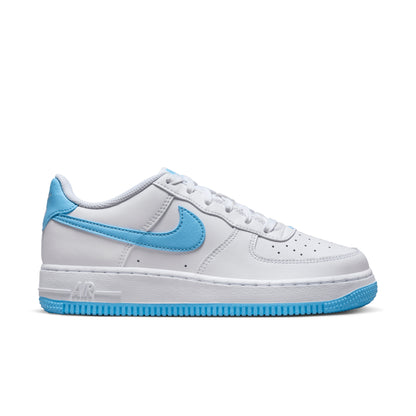 AIR FORCE 1 SHOES (GS) - WHITE/AQUARIUS BLUE-WHITE