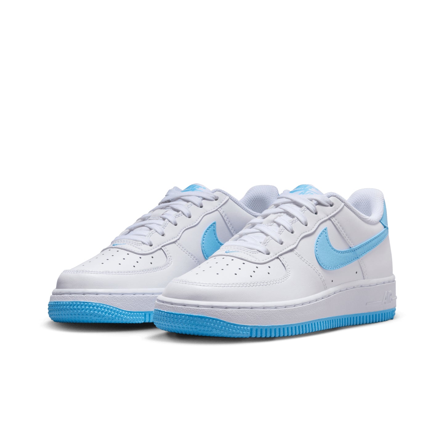 AIR FORCE 1 SHOES (GS) - WHITE/AQUARIUS BLUE-WHITE